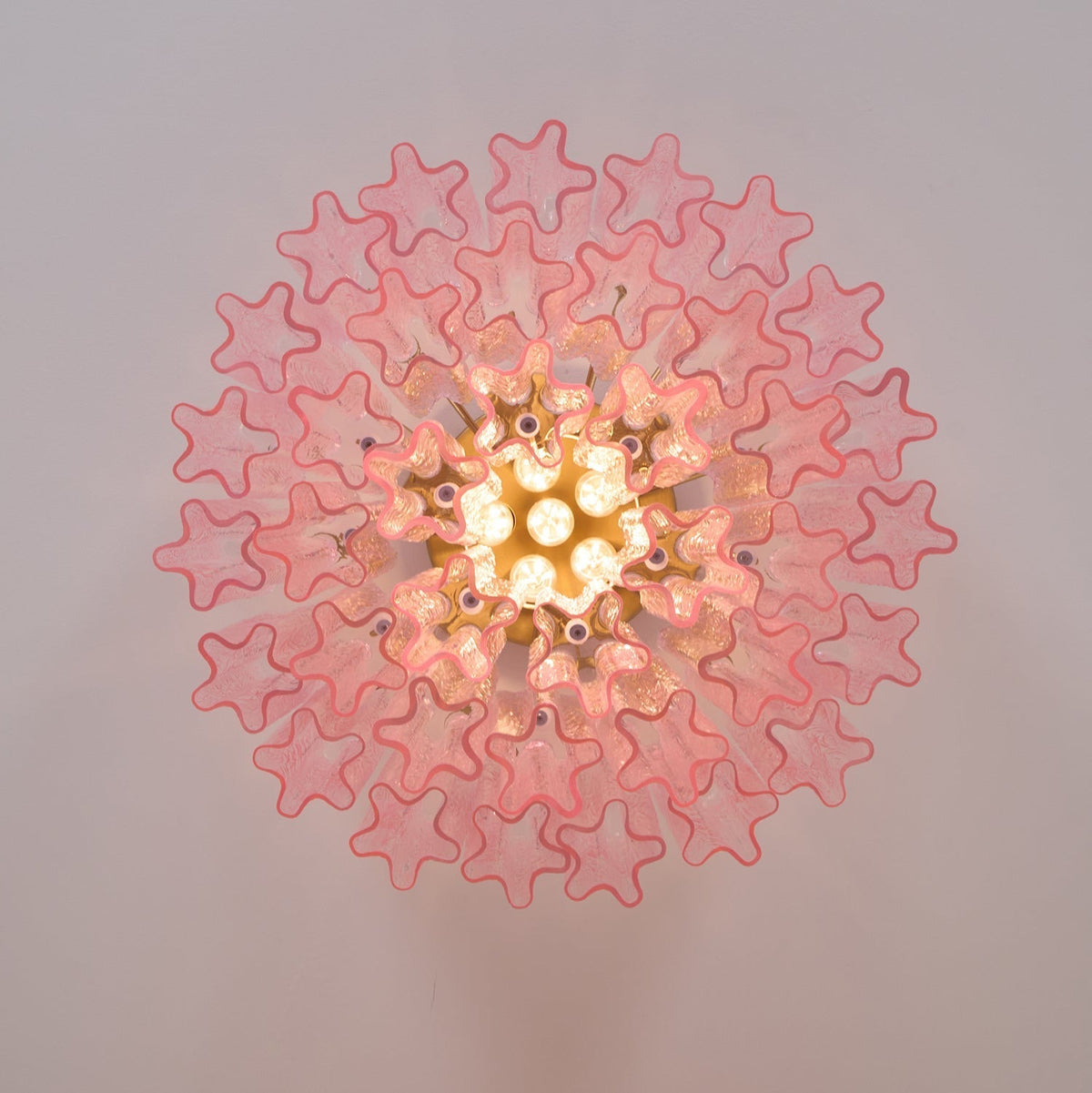 Veliaine loftslampe i pink Murano-glas, vintage