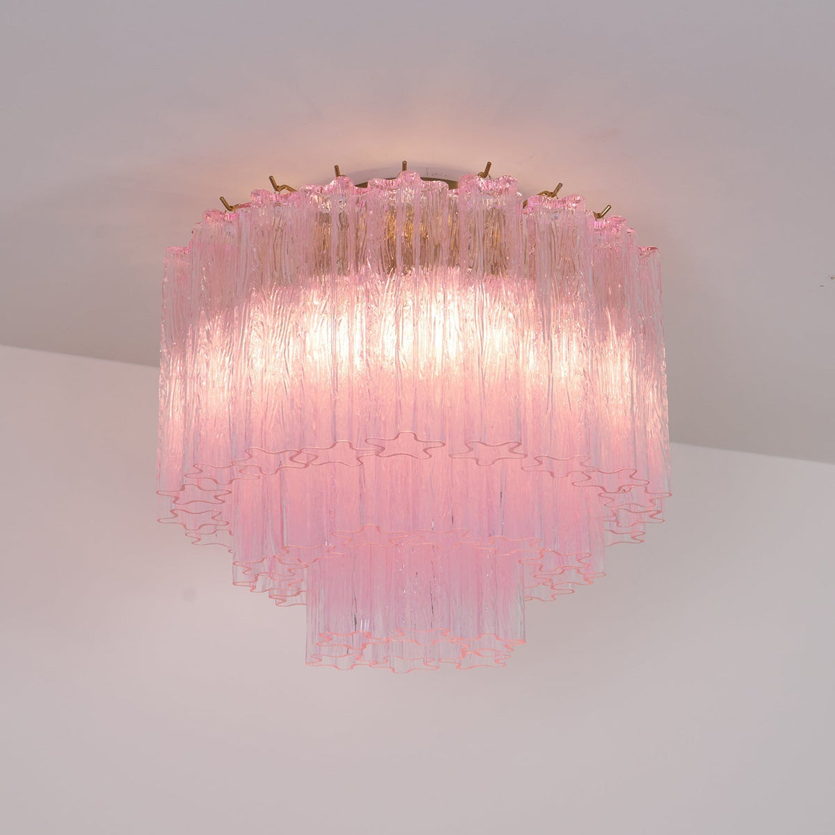 Veliaine loftslampe i pink Murano-glas, vintage