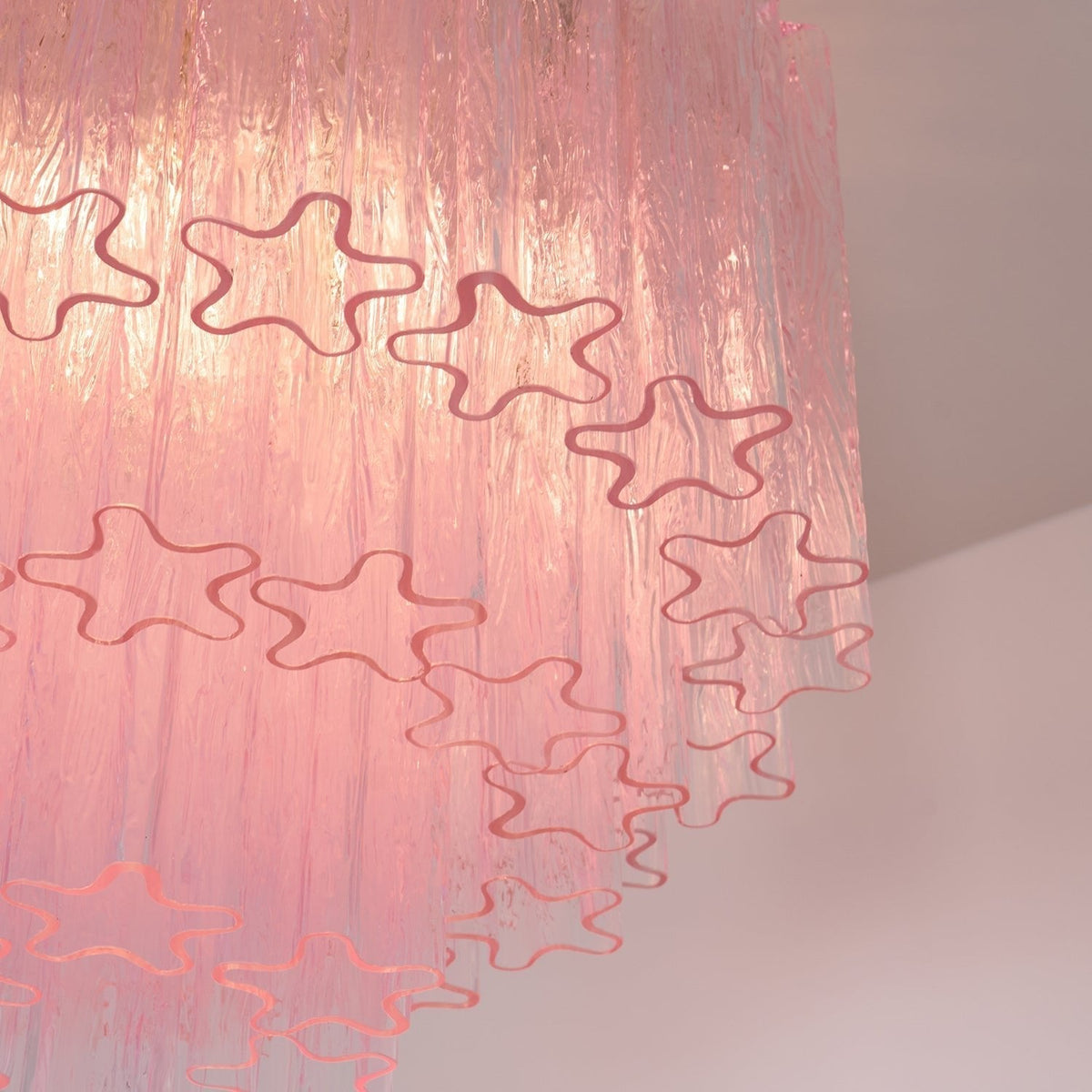 Veliaine loftslampe i pink Murano-glas, vintage