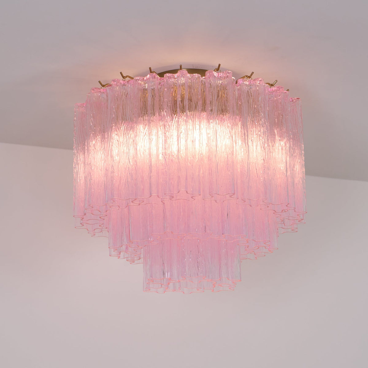 Veliaine loftslampe i pink Murano-glas, vintage