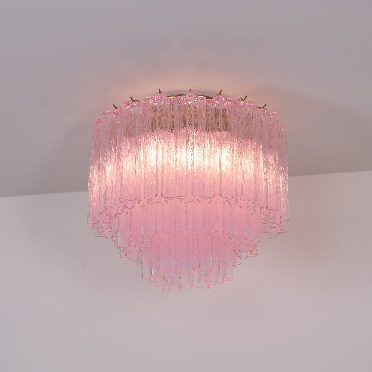 Veliaine loftslampe i pink Murano-glas, vintage