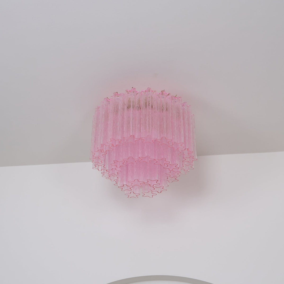 Veliaine loftslampe i pink Murano-glas, vintage