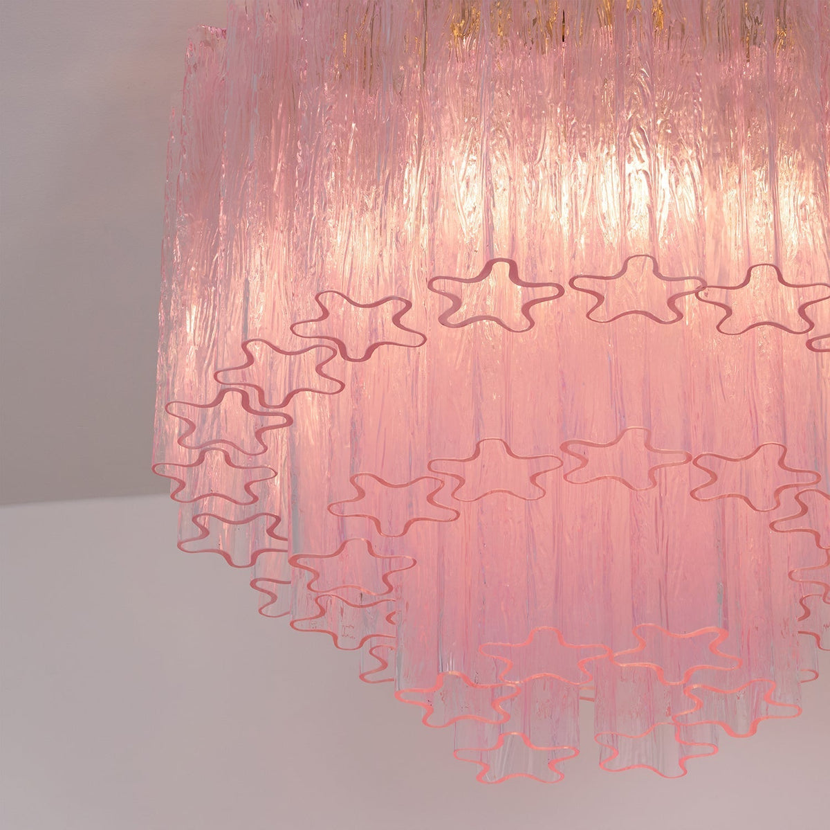 Veliaine loftslampe i pink Murano-glas, vintage