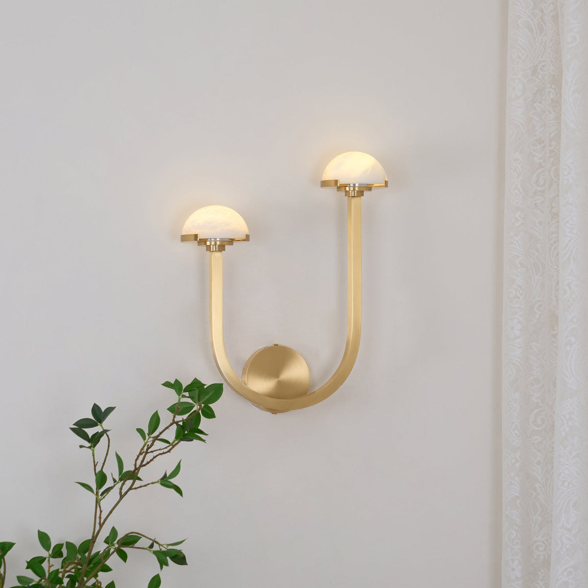 Vitalira dubbel vägglampa i alabaster