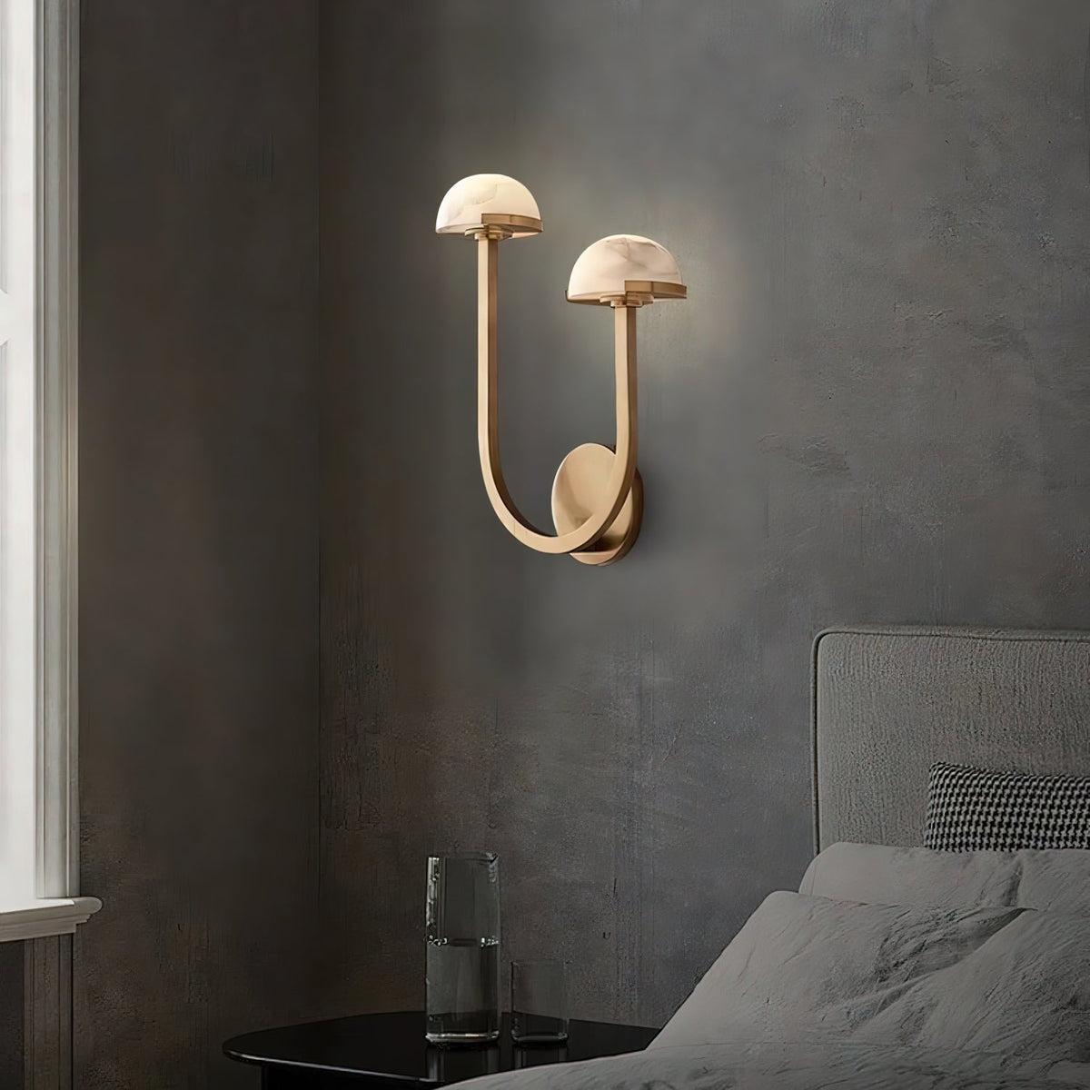 Vitalira dubbel vägglampa i alabaster
