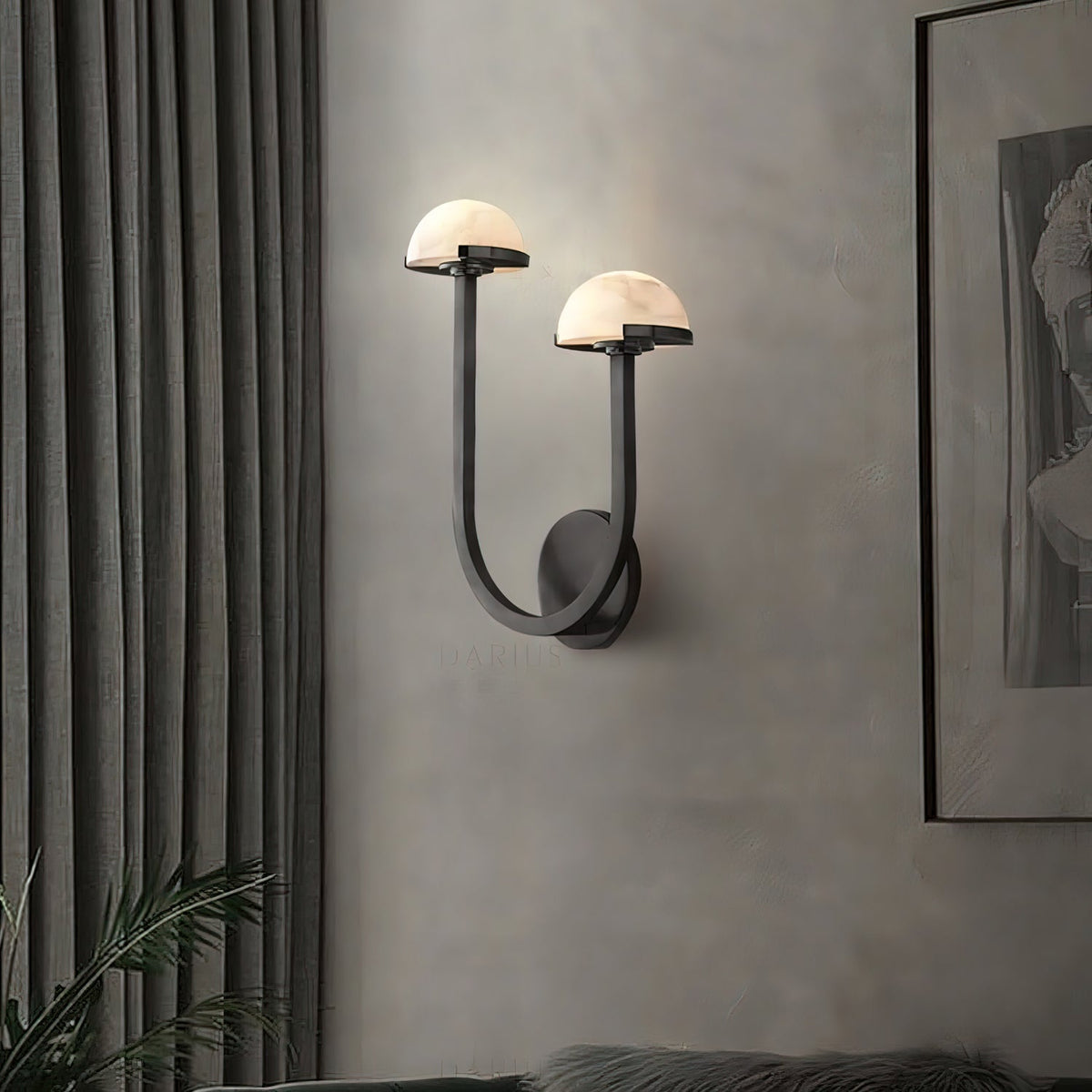 Vitalira dubbel vägglampa i alabaster
