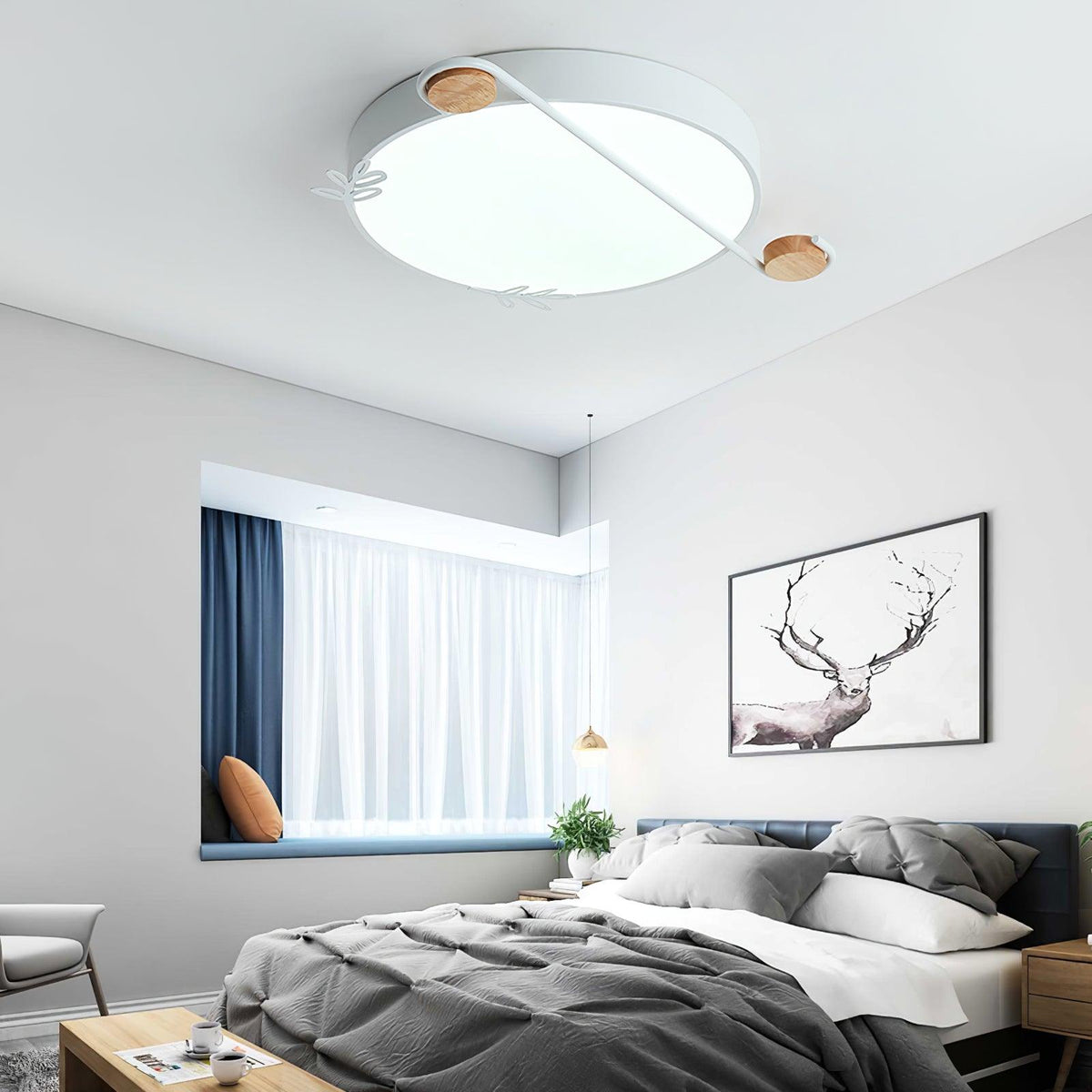 Evzorira rund loftslampe med kunstnerisk musiknotenmotiv