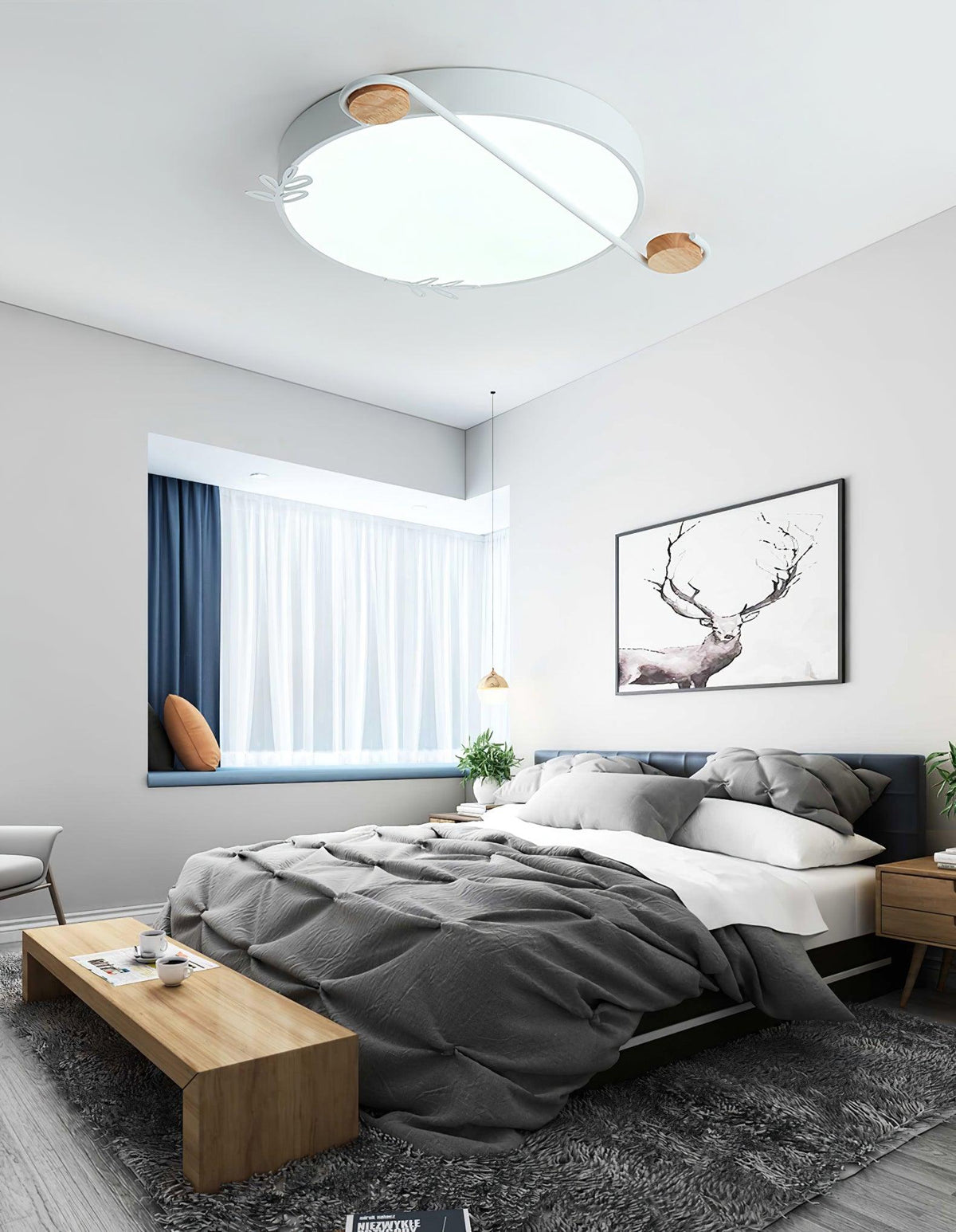 Evzorira rund loftslampe med kunstnerisk musiknotenmotiv