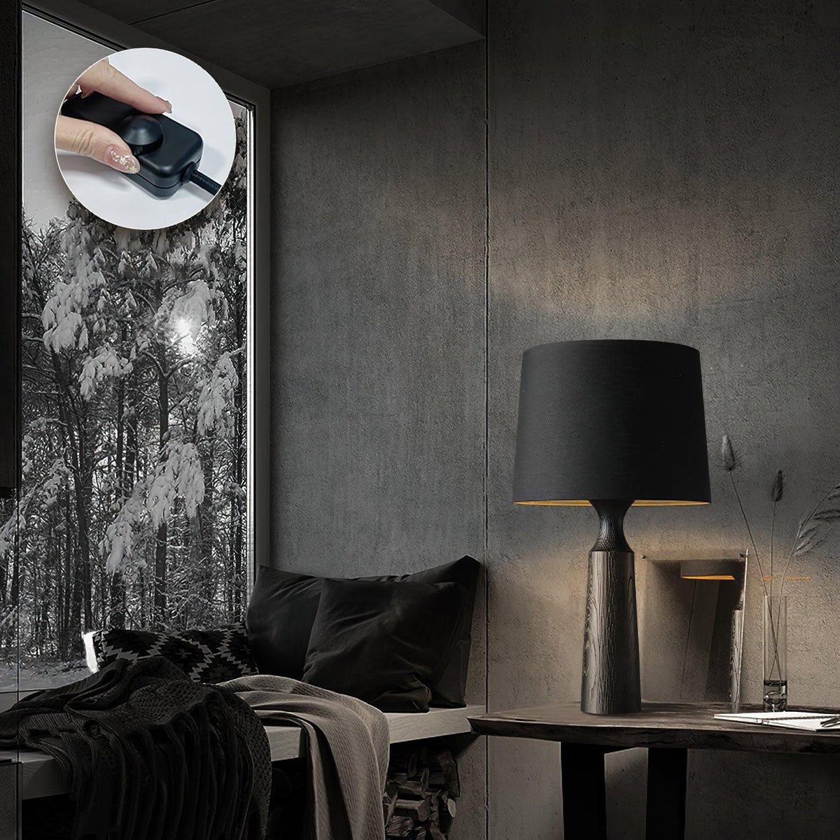 Harry modern bordslampa i trä