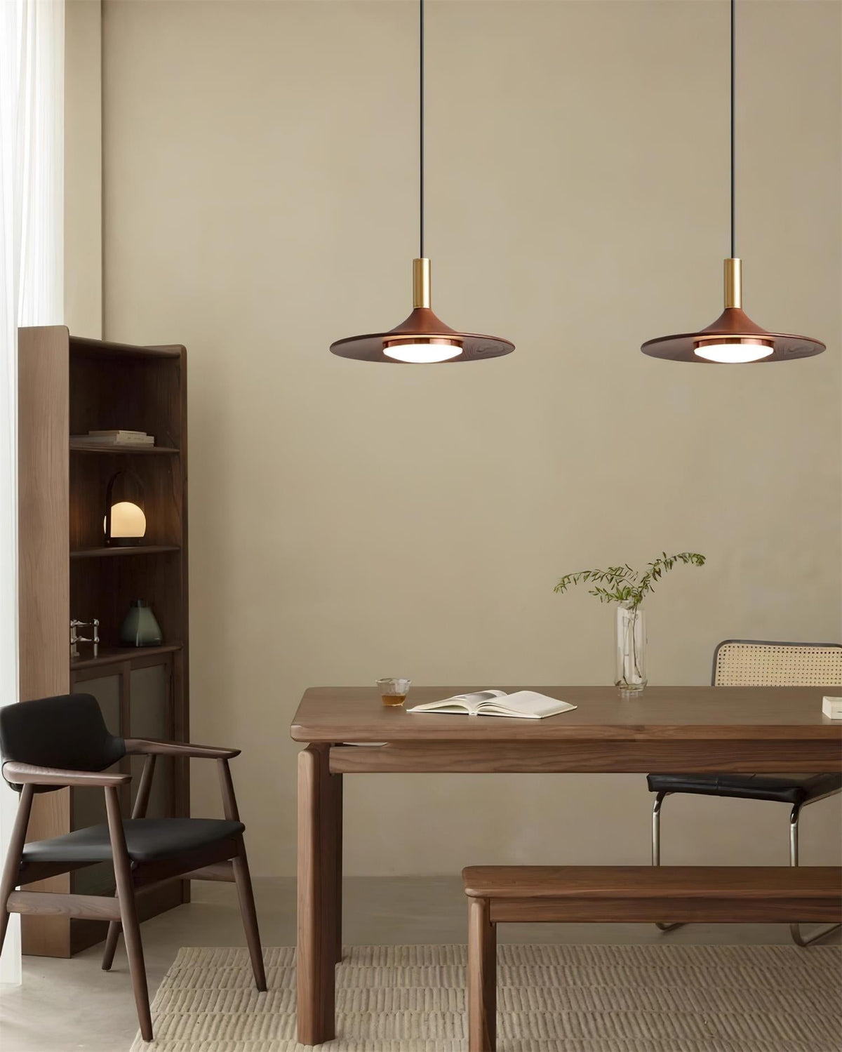 Kaelin pendellampe, hatformet træ, mid-century
