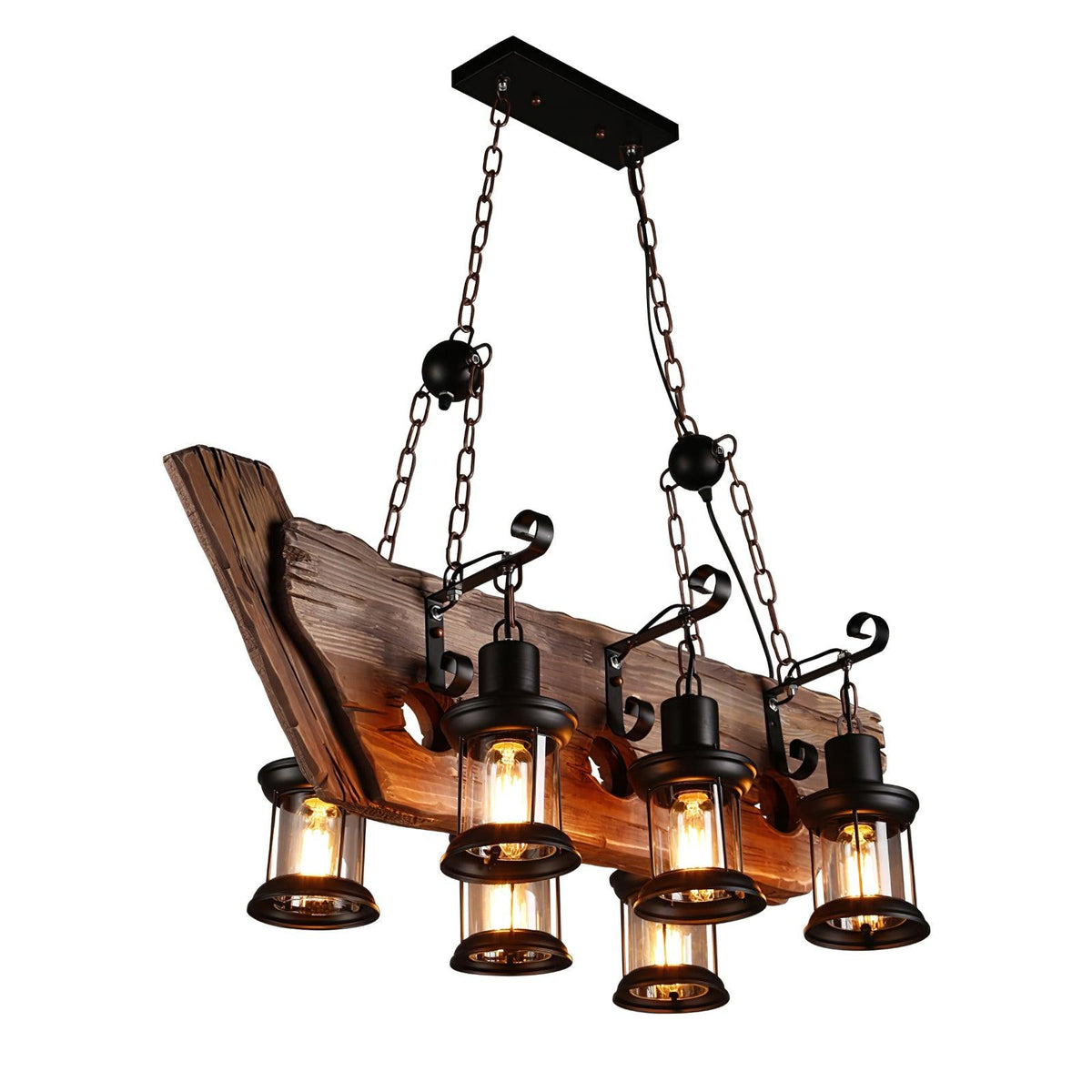 Aurzorir-ljósakróna úr viði í vintage-stíl