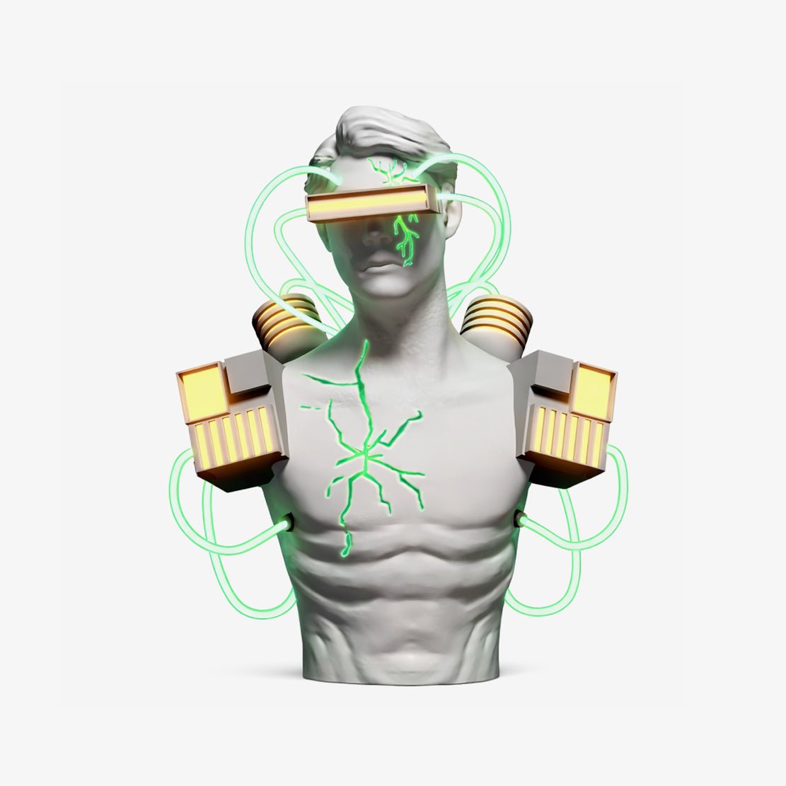 Candeeiro de mesa escultural Neon Circuit Bust