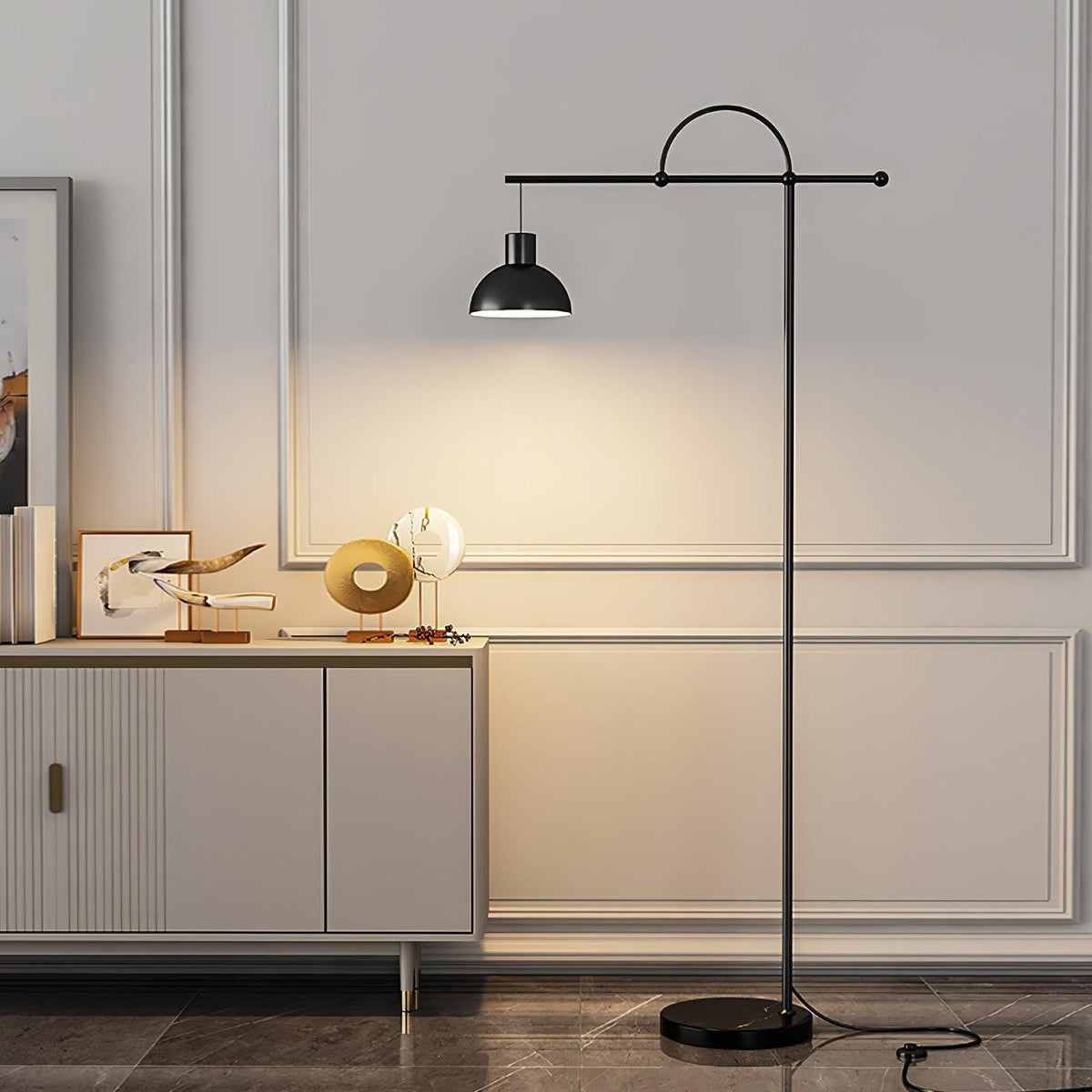 Usilil art deco-gulvlampe i messing