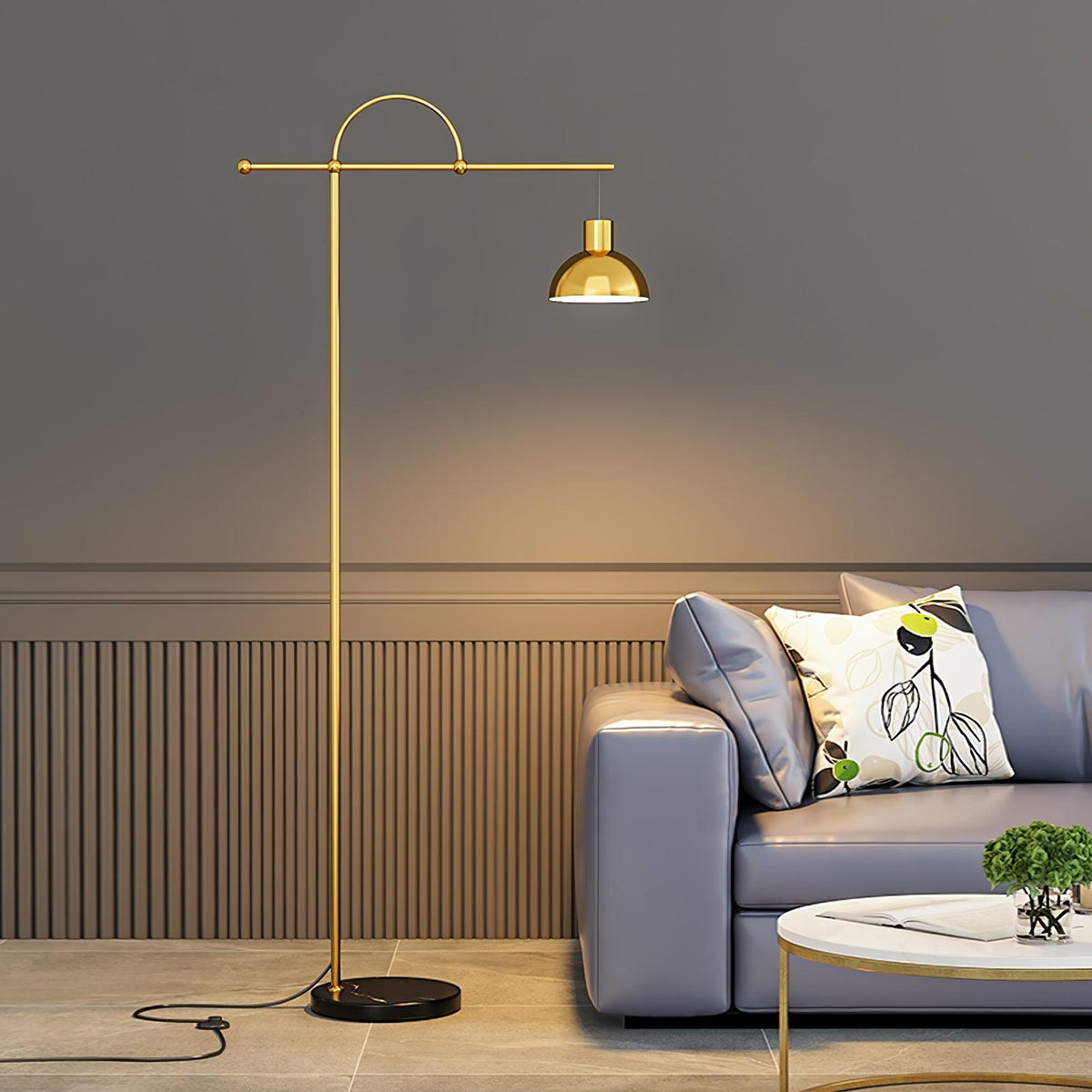 Usilil art deco-gulvlampe i messing