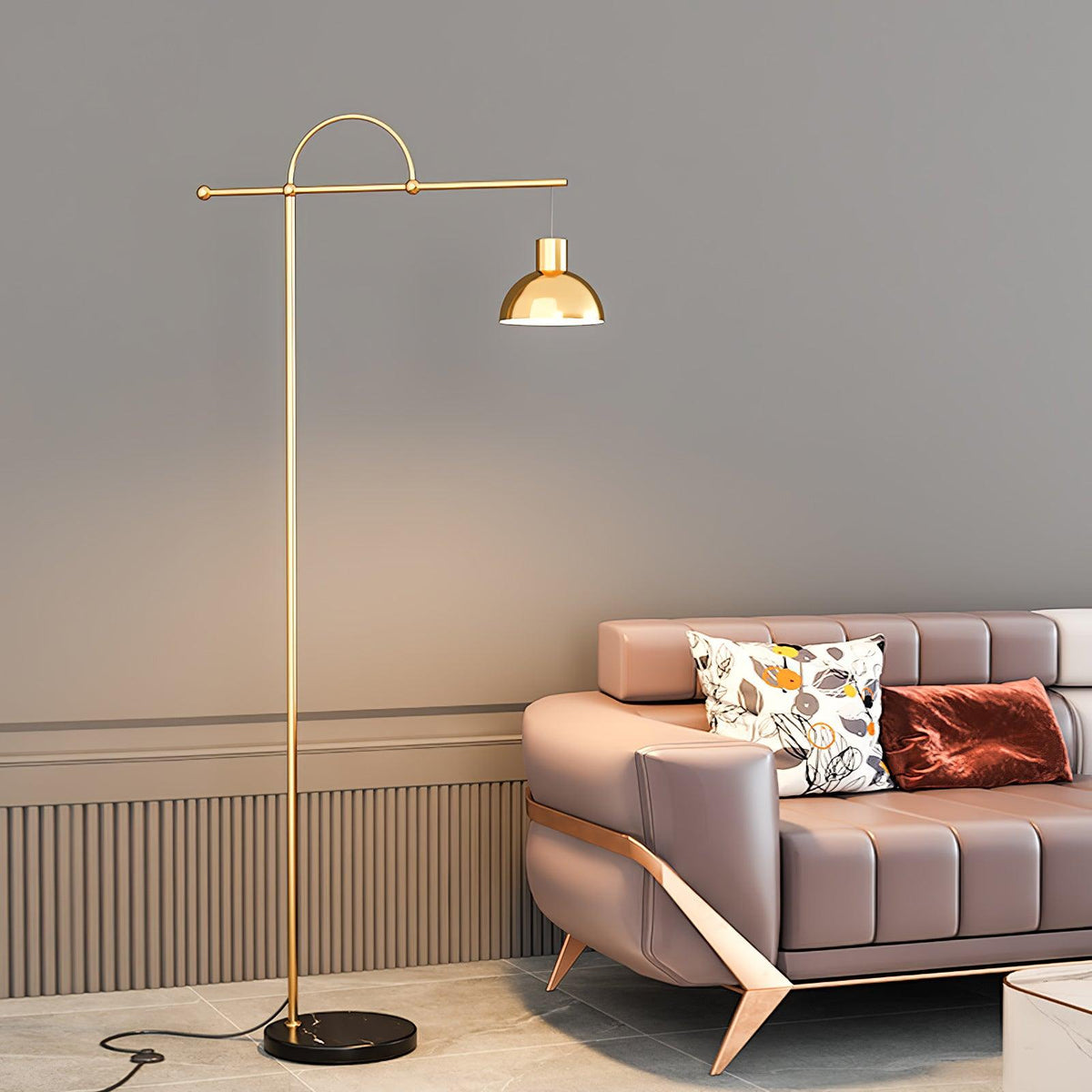 Usilil art deco-gulvlampe i messing