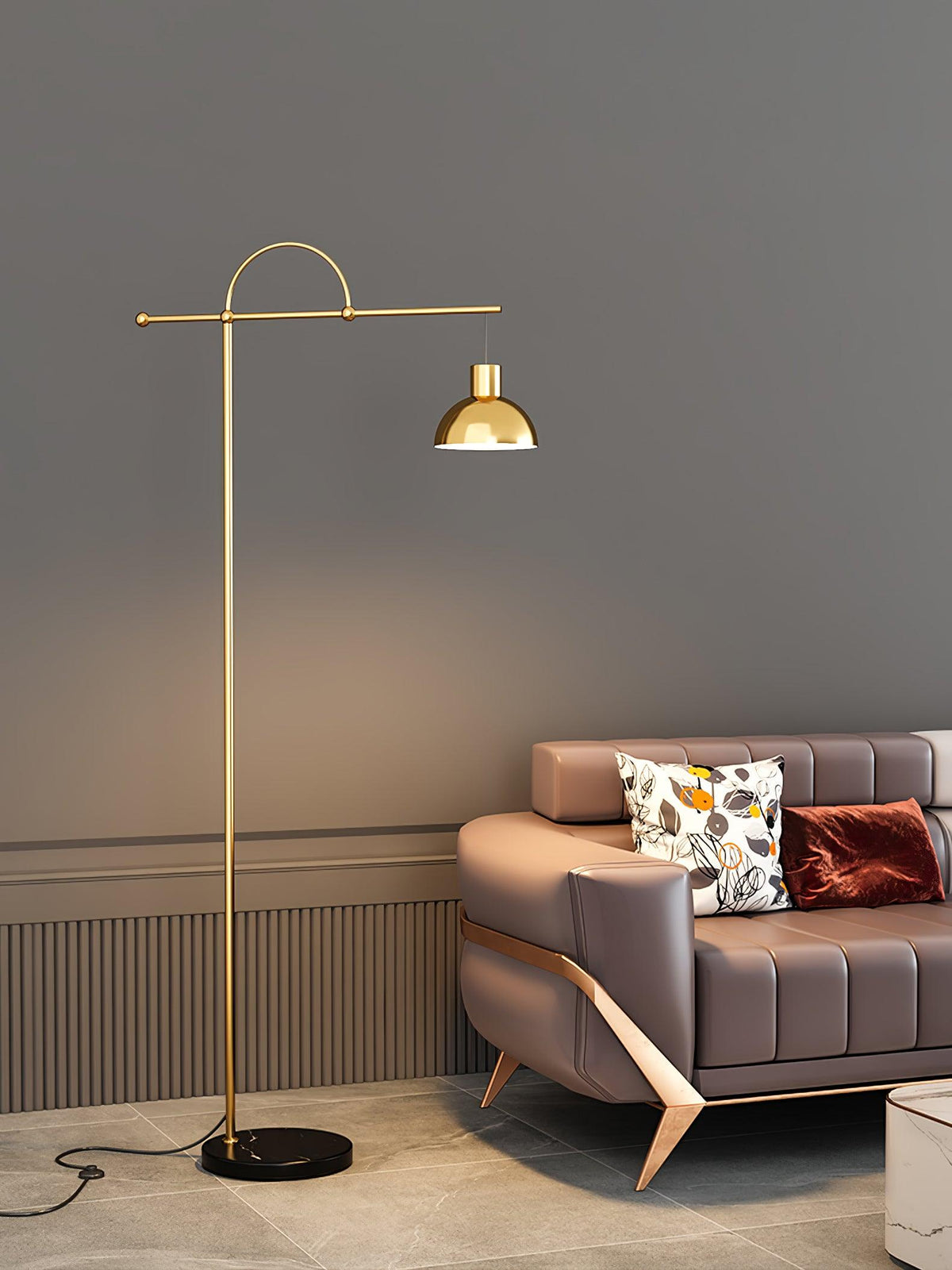 Usilil art deco-gulvlampe i messing
