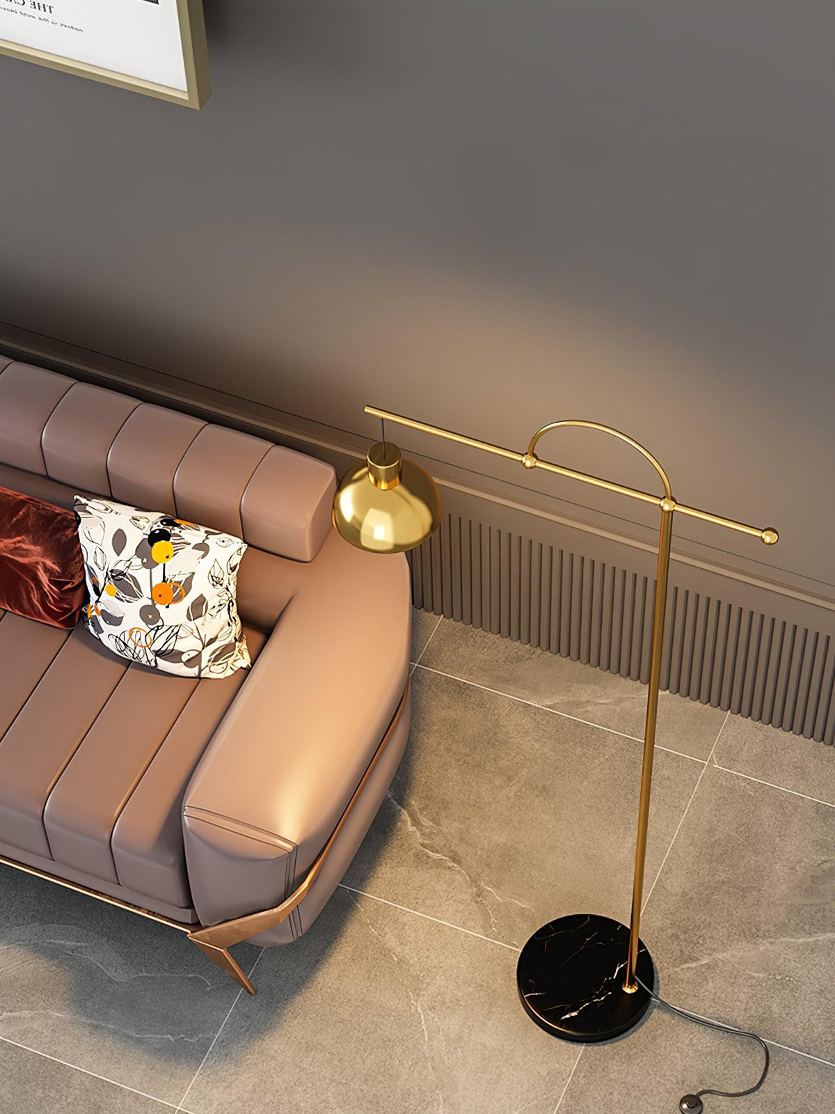 Usilil art deco-gulvlampe i messing