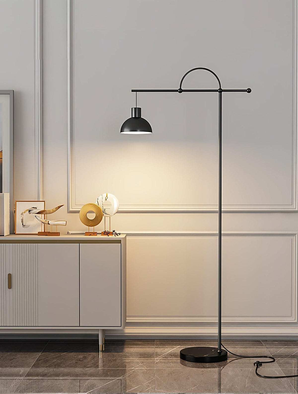 Usilil art deco-gulvlampe i messing