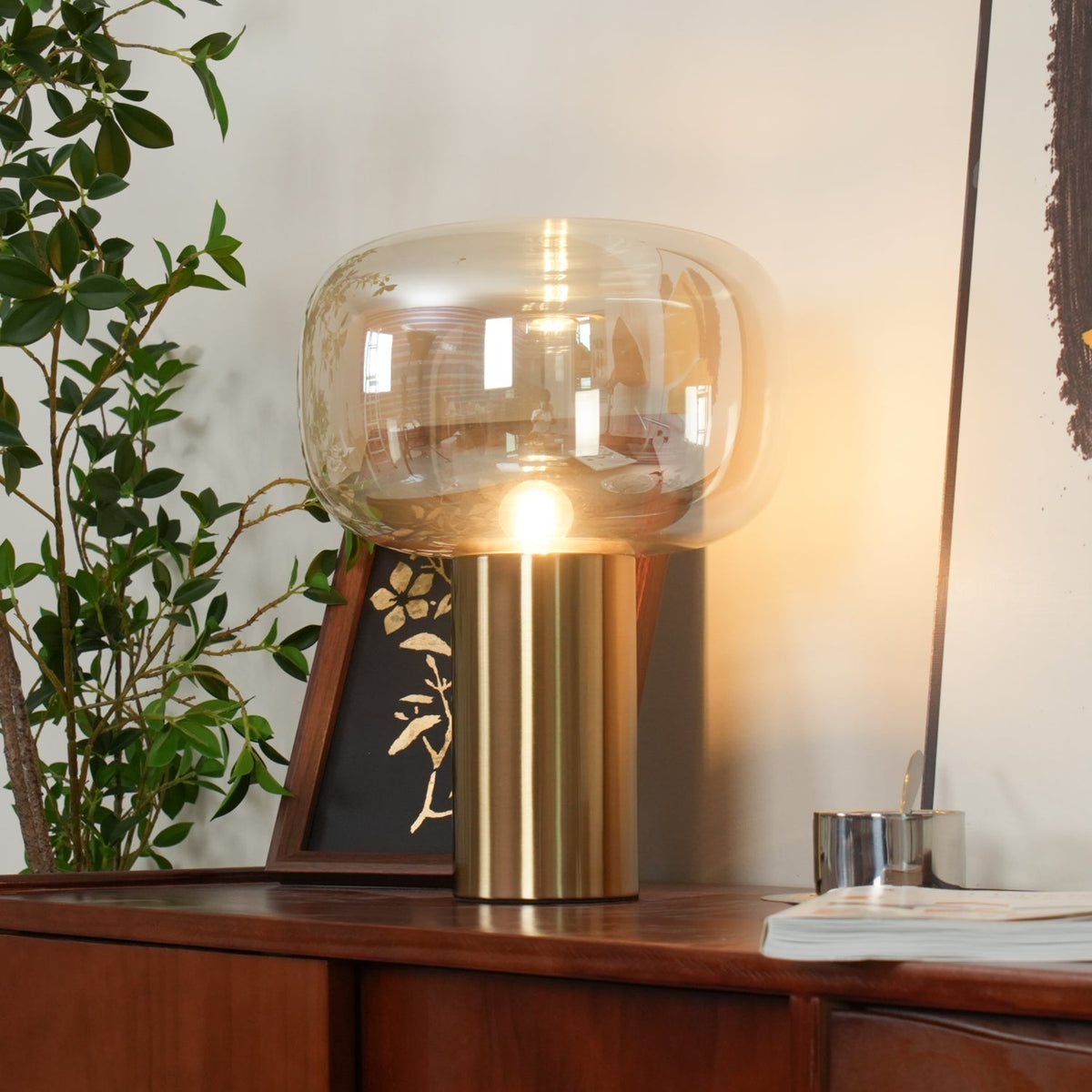 Teloz industriell bordslampa i glas