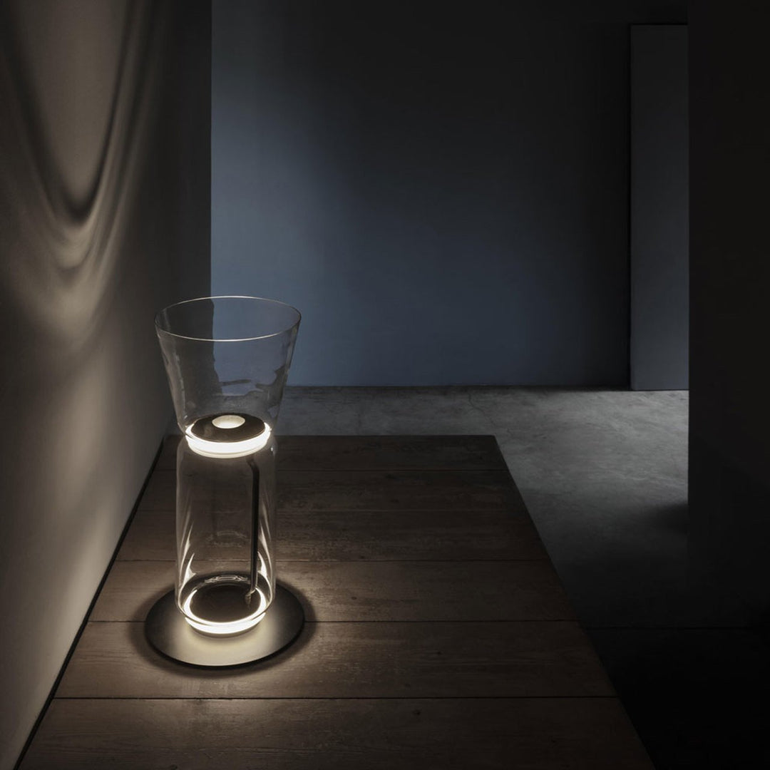 Cyrilys golvlampa i bambu och glas