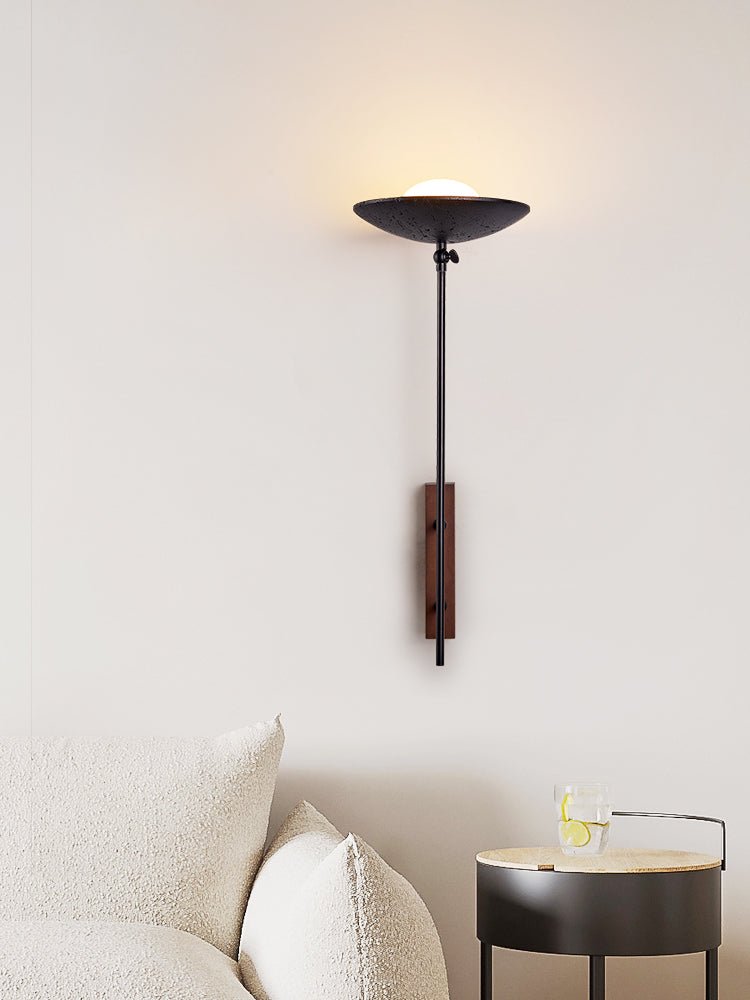 Candeeiro de parede moderno Fawn Sunflower em travertino preto