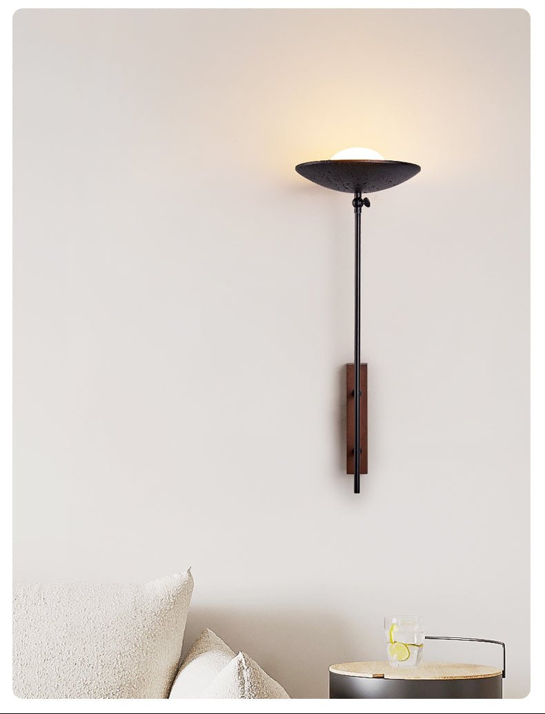 Candeeiro de parede moderno Fawn Sunflower em travertino preto