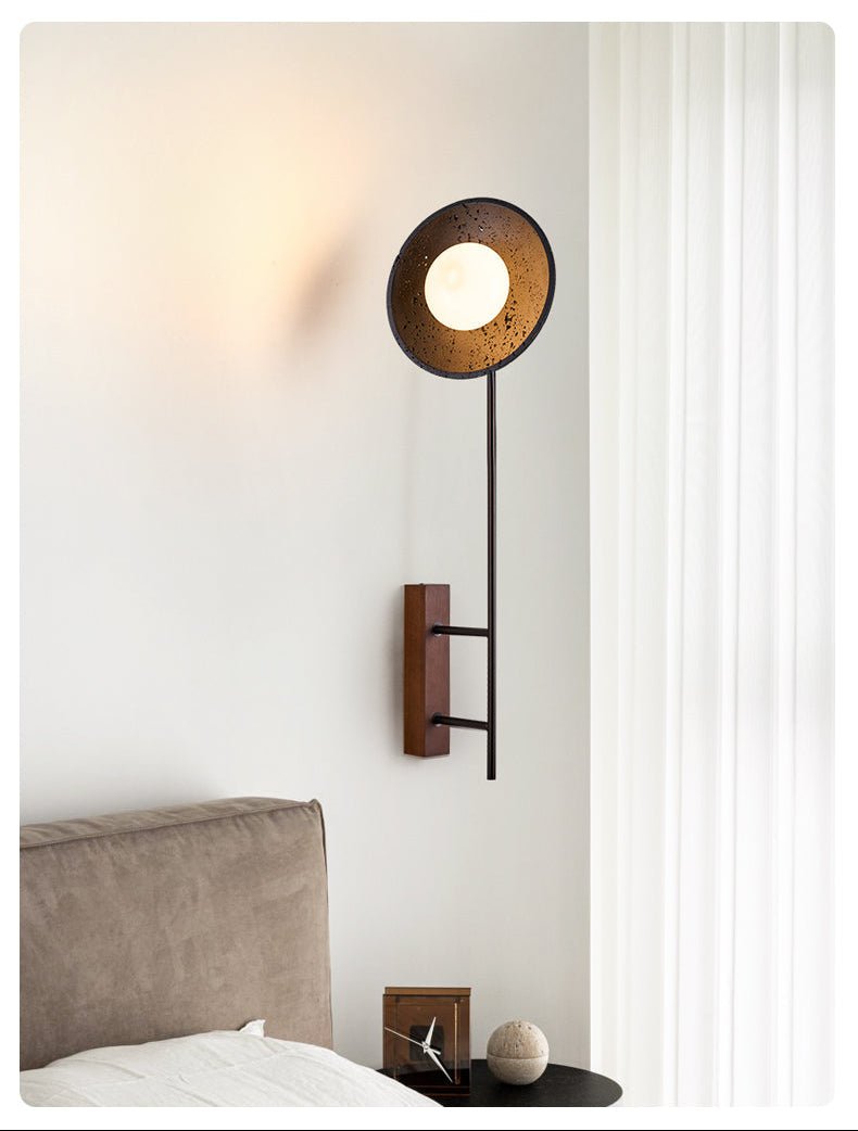 Candeeiro de parede moderno Fawn Sunflower em travertino preto