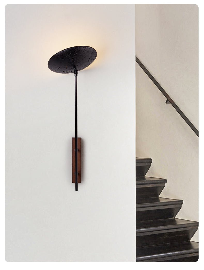 Candeeiro de parede moderno Fawn Sunflower em travertino preto