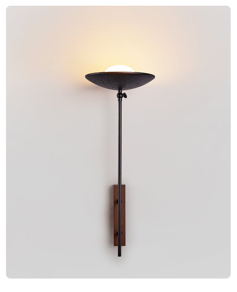Candeeiro de parede moderno Fawn Sunflower em travertino preto