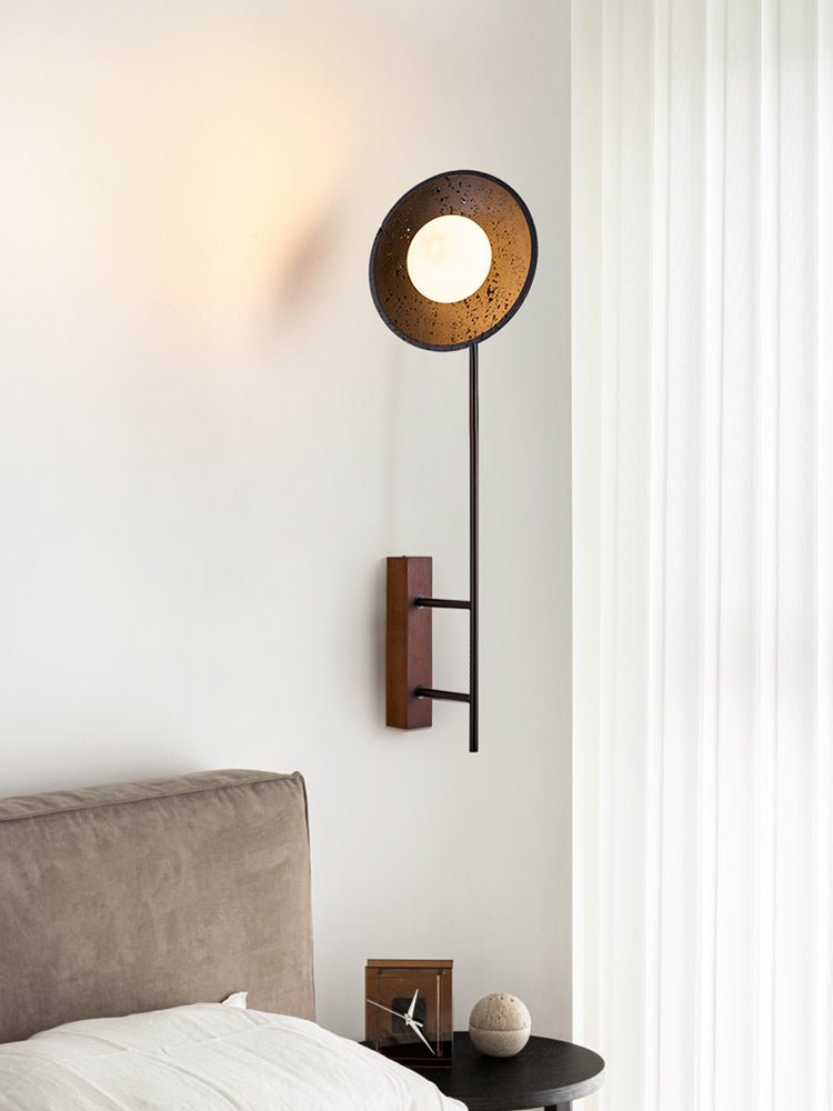 Candeeiro de parede moderno Fawn Sunflower em travertino preto
