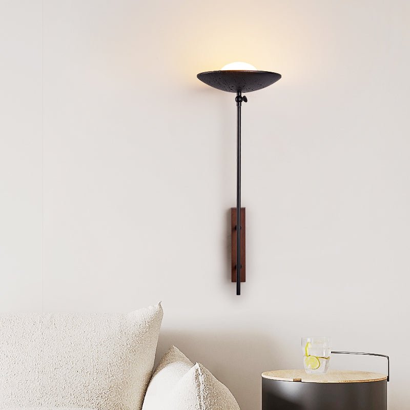 Candeeiro de parede moderno Fawn Sunflower em travertino preto