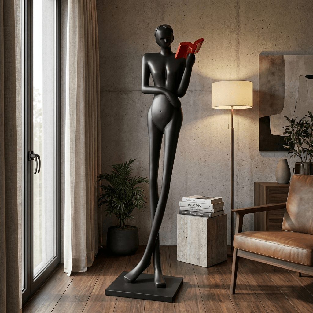 Noir Muse-skulptur för läsning