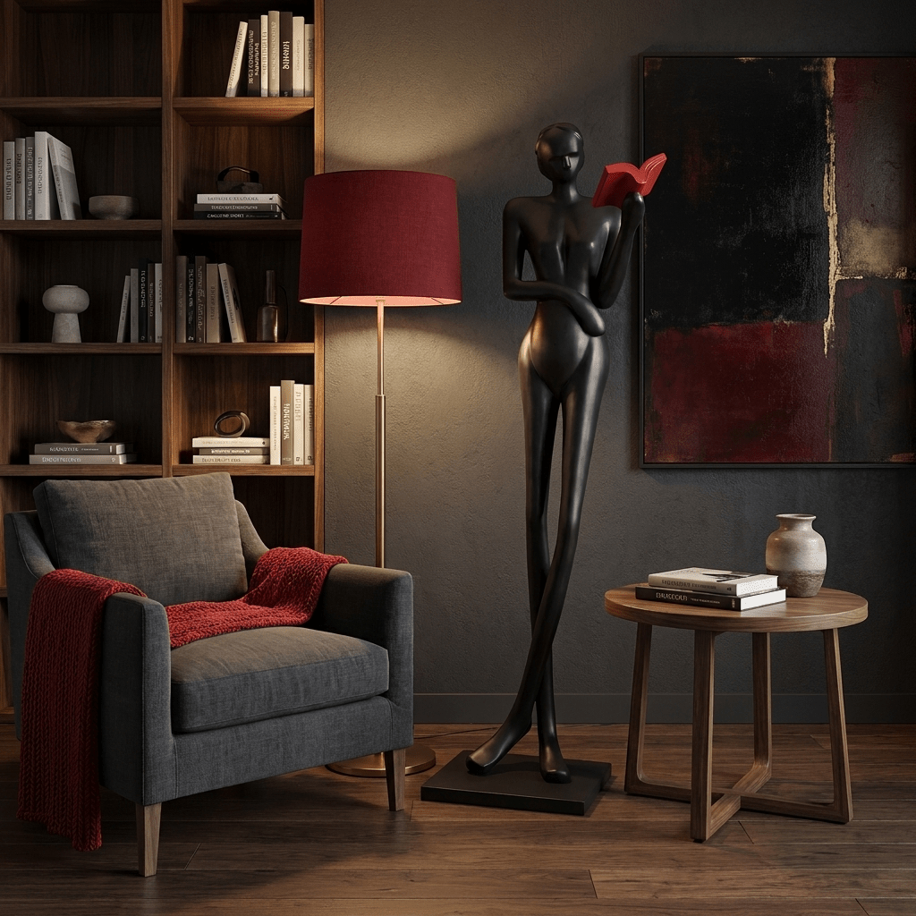 Noir Muse-skulptur för läsning