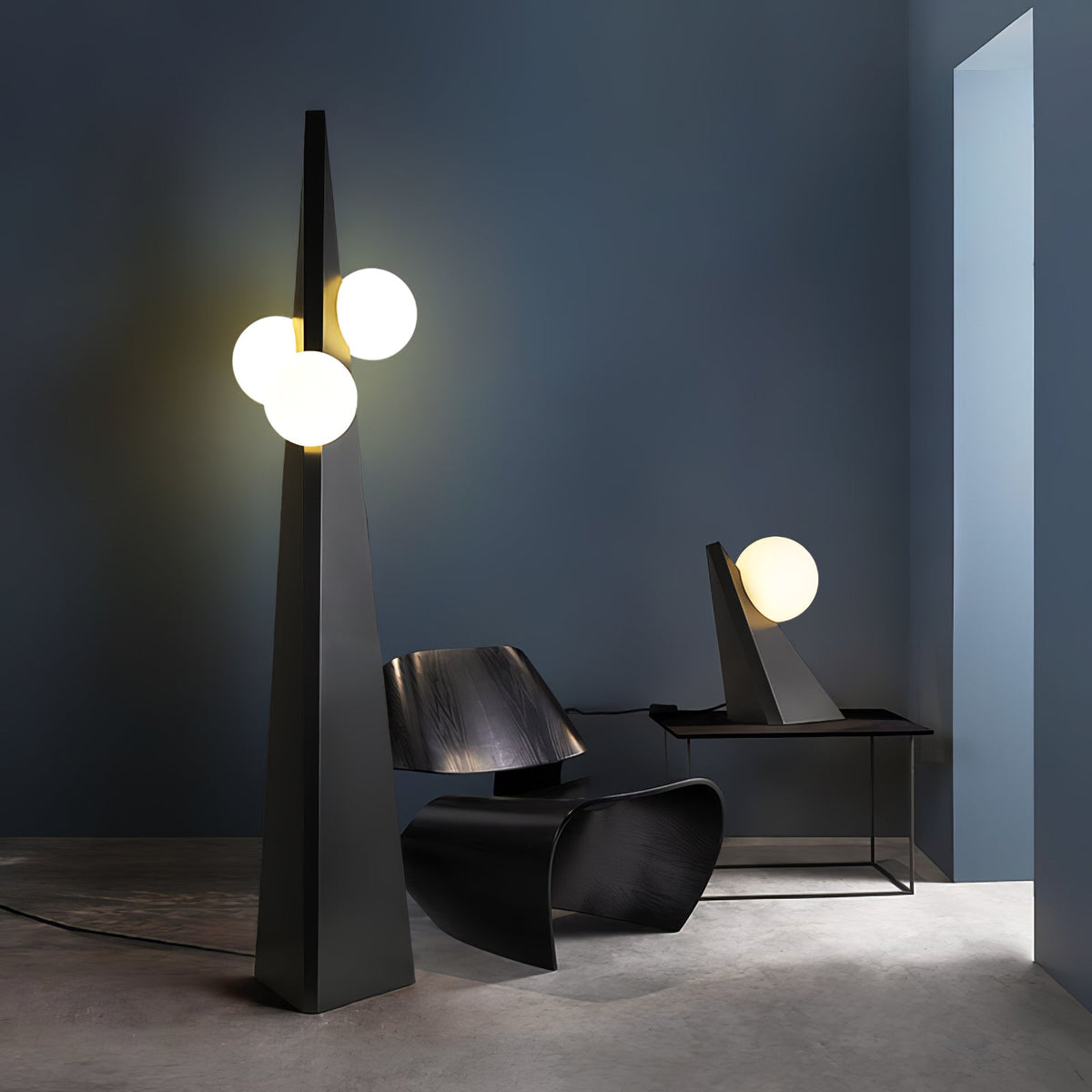 Nixie geometrisk bordlampe i glas