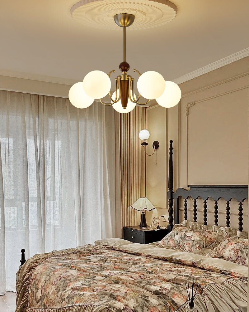 Candeeiro suspenso Orvynia Elegance Classic Grove em madeira e vidro