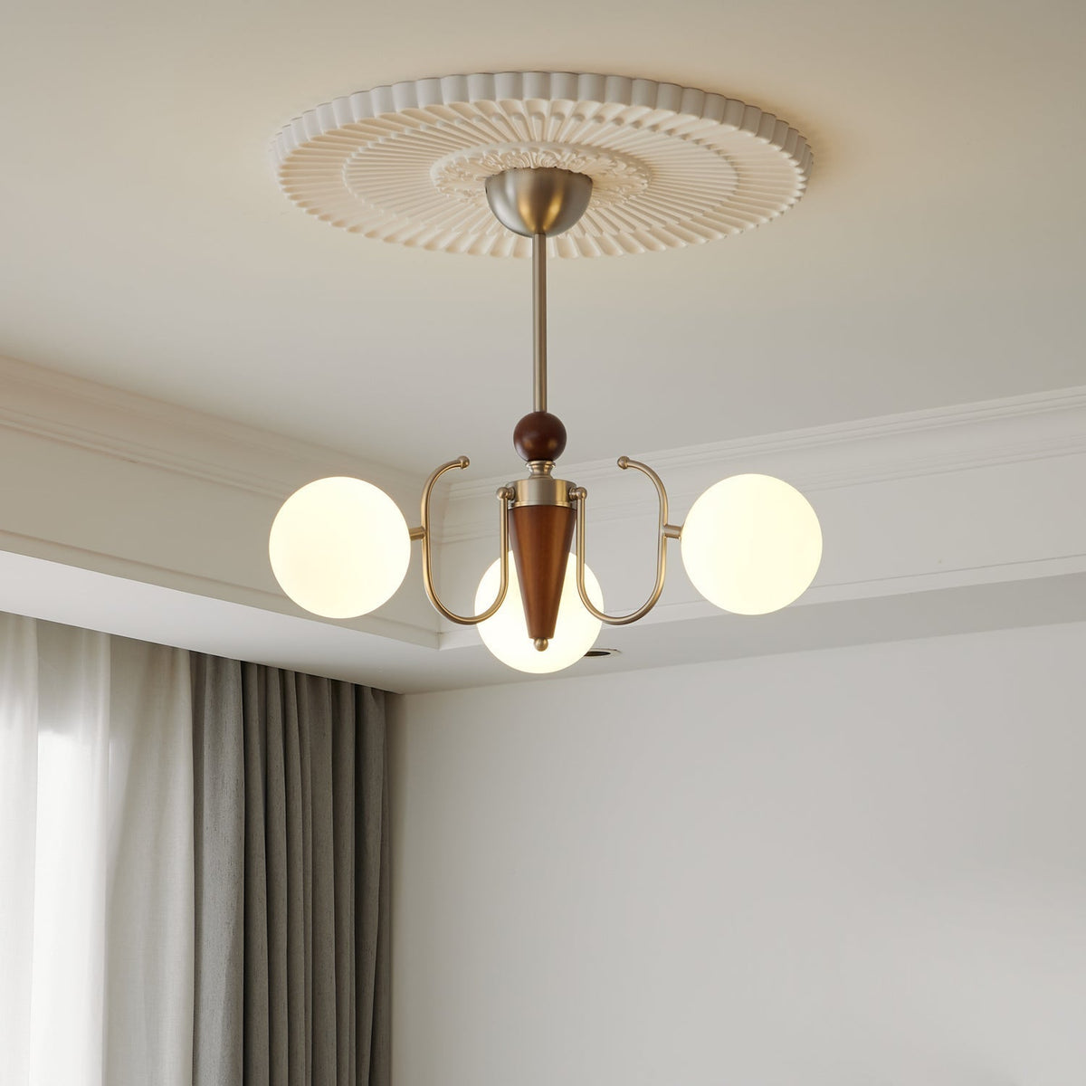 Candeeiro suspenso Orvynia Elegance Classic Grove em madeira e vidro