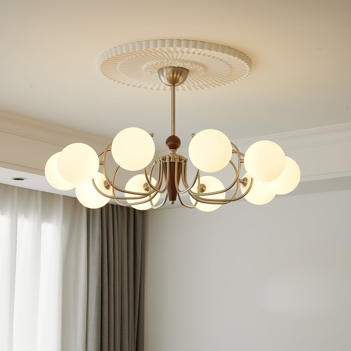 Candeeiro suspenso Orvynia Elegance Classic Grove em madeira e vidro