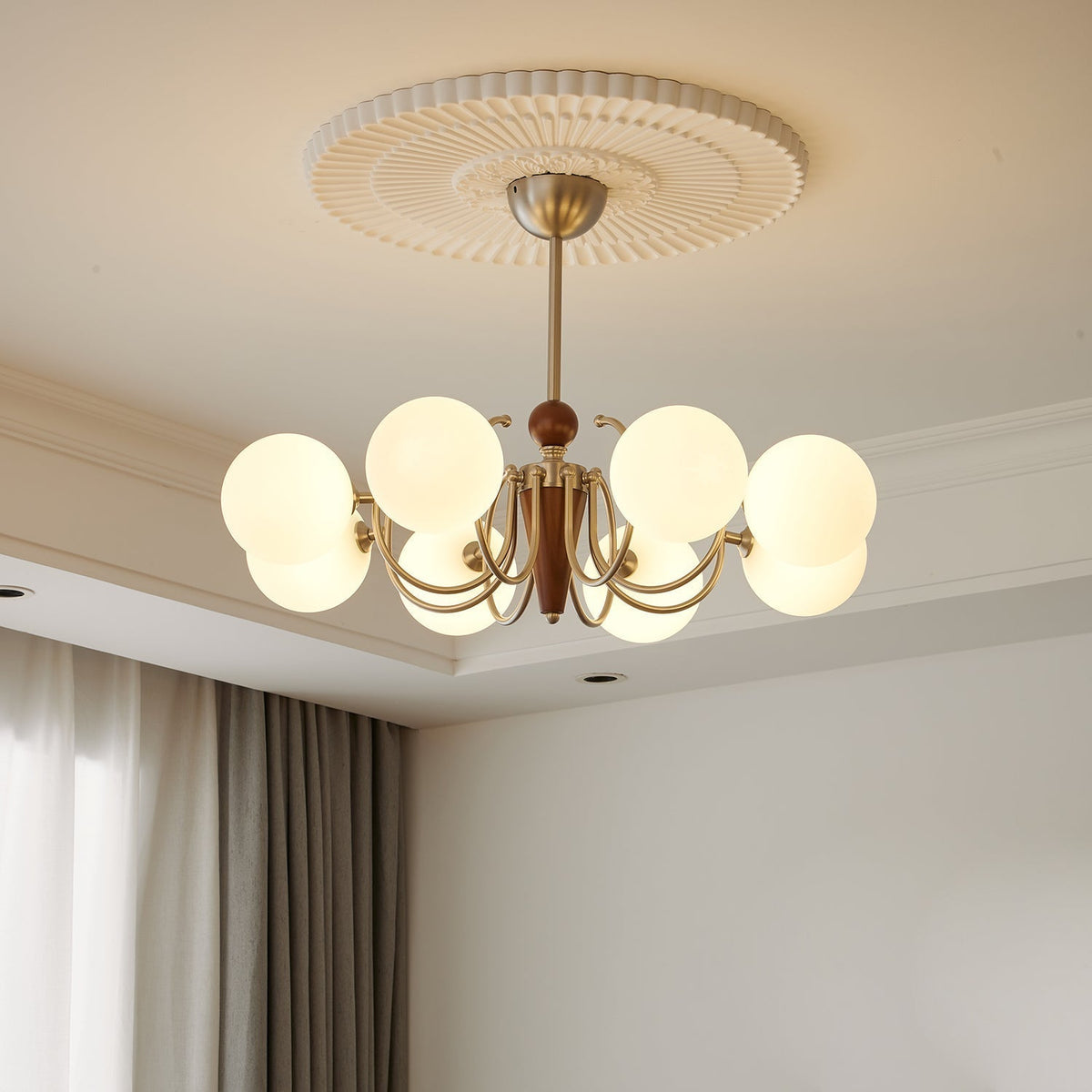 Candeeiro suspenso Orvynia Elegance Classic Grove em madeira e vidro