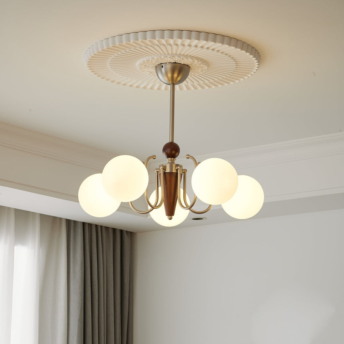 Candeeiro suspenso Orvynia Elegance Classic Grove em madeira e vidro