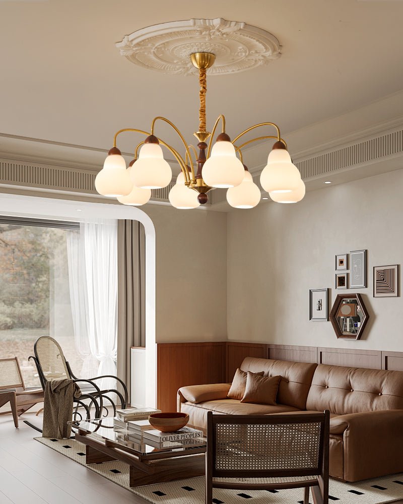 Novelle traditionel elegant vintagekrystallsekrone i træ