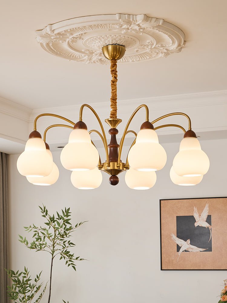 Novelle traditionel elegant vintagekrystallsekrone i træ