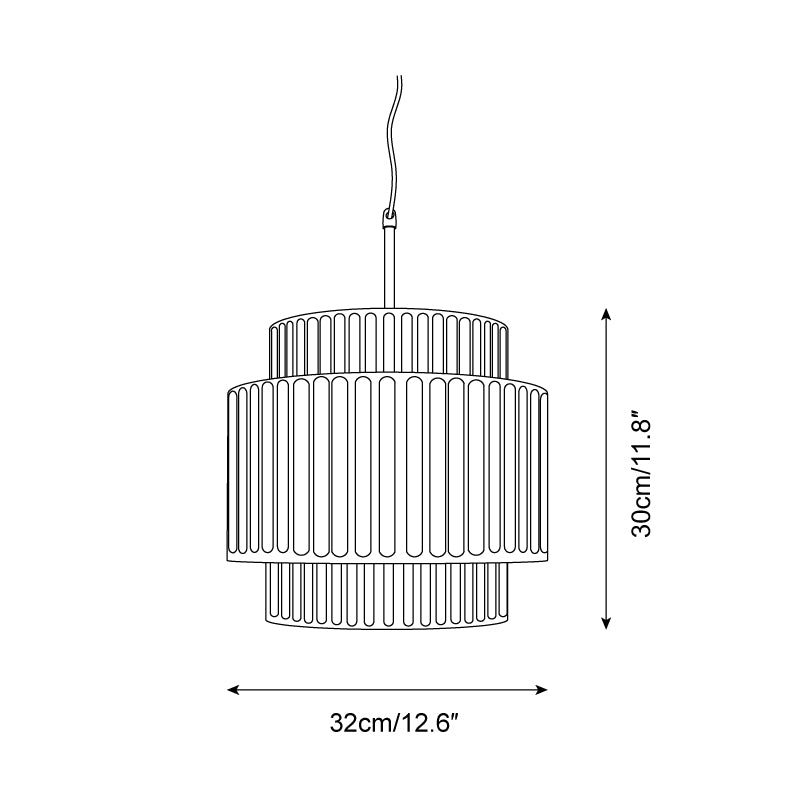 Terioriella pendel-lampe med ribbet skærm