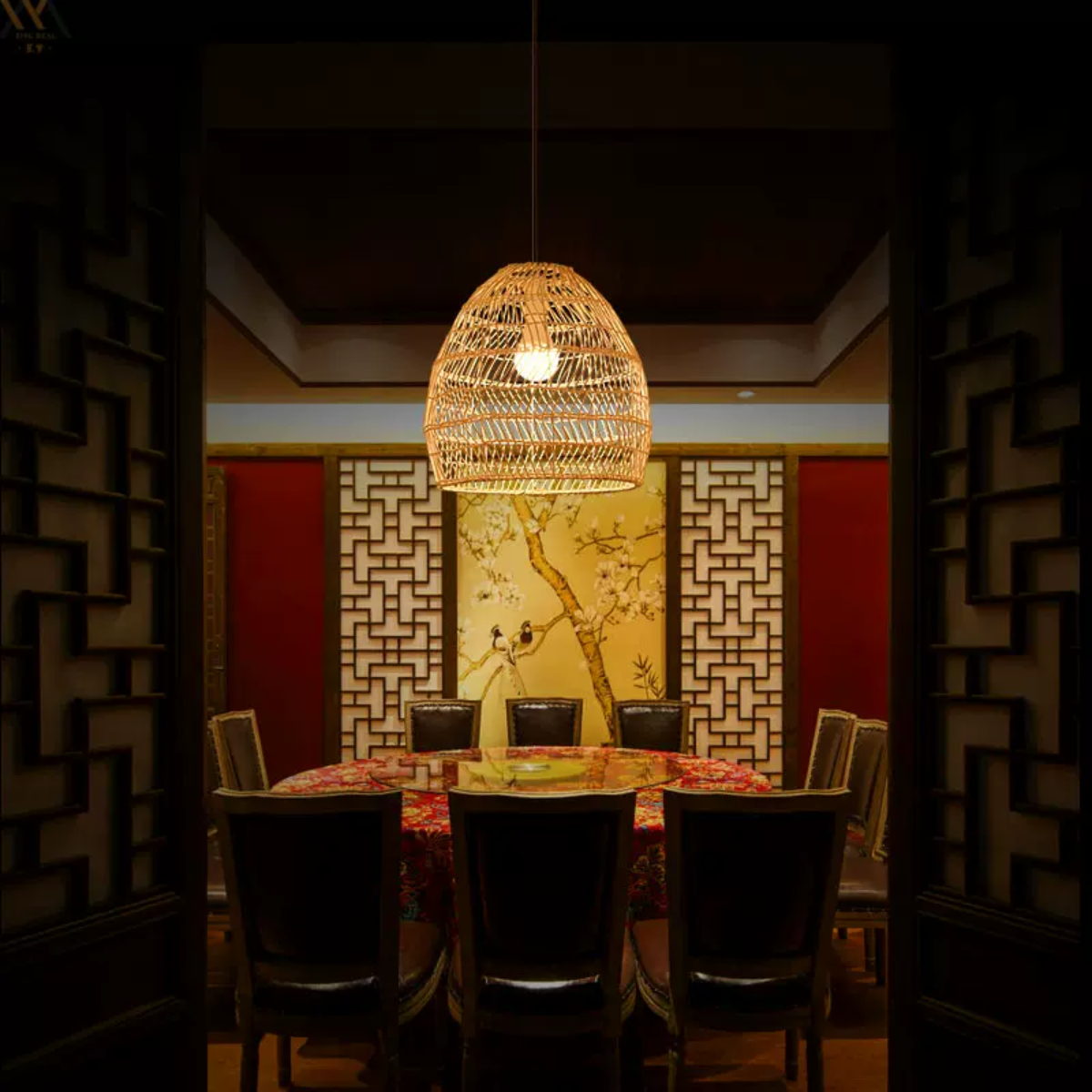Muto Design -retrotyylinen LED-riippuvalaisin, musta/puu, puu, makuuhuoneeseen/olohuoneeseen/työhuoneeseen/aulaan