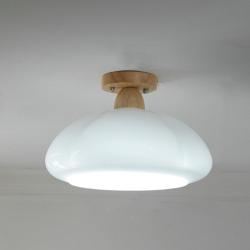 Valentina modern LED-plafond i glas och trä för vardagsrum