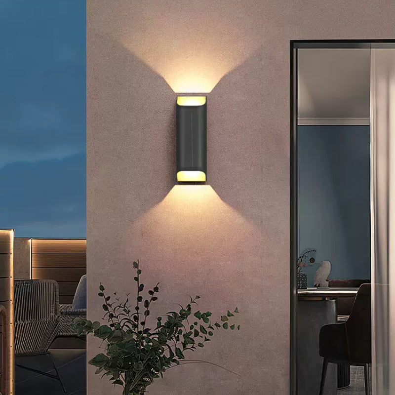 Ray Modern Solar Up Down Metal Outdoor Wall Lamp, Balck