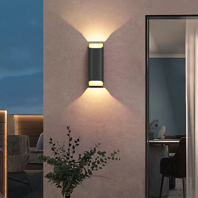 Ray Modern Solar Up Down Metal Outdoor Wall Lamp, Balck
