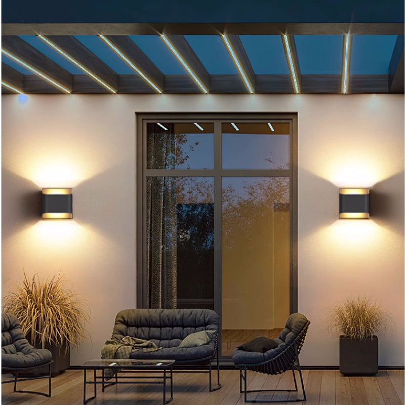 Ray Modern Solar Up Down Metal Outdoor Wall Lamp, Balck