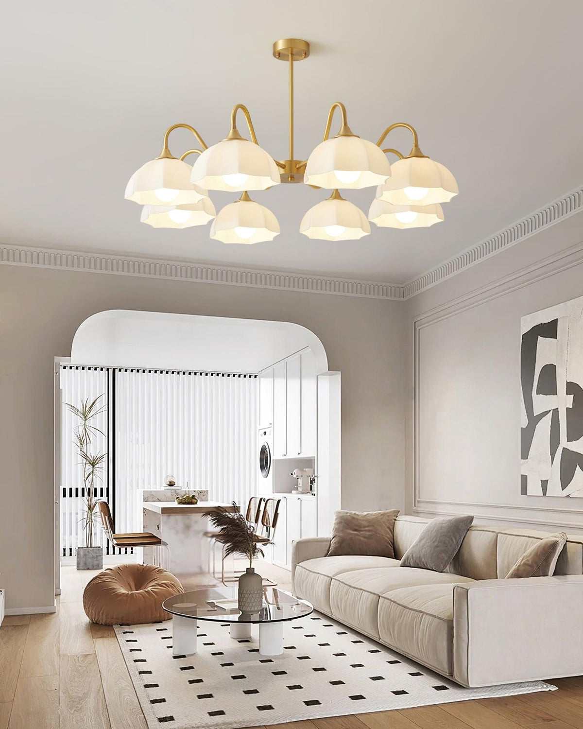 Candeeiro de teto Velisira com taça de vidro octogonal em cobre, francês