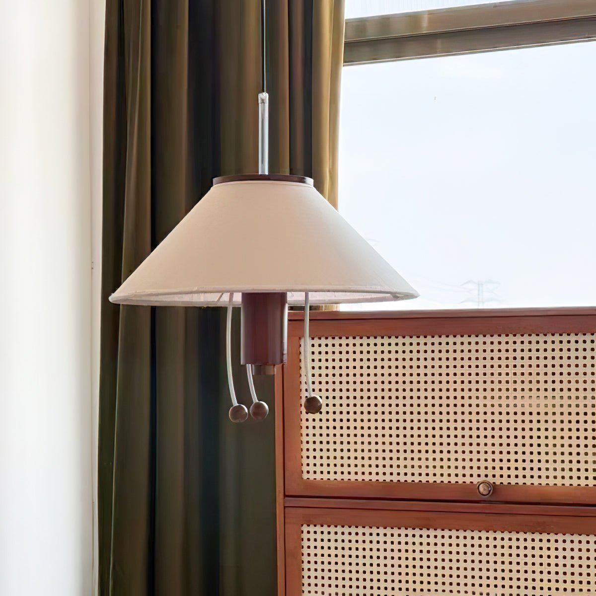Candeeiro suspenso Zathee Nordic Art Classic em madeira e tecido