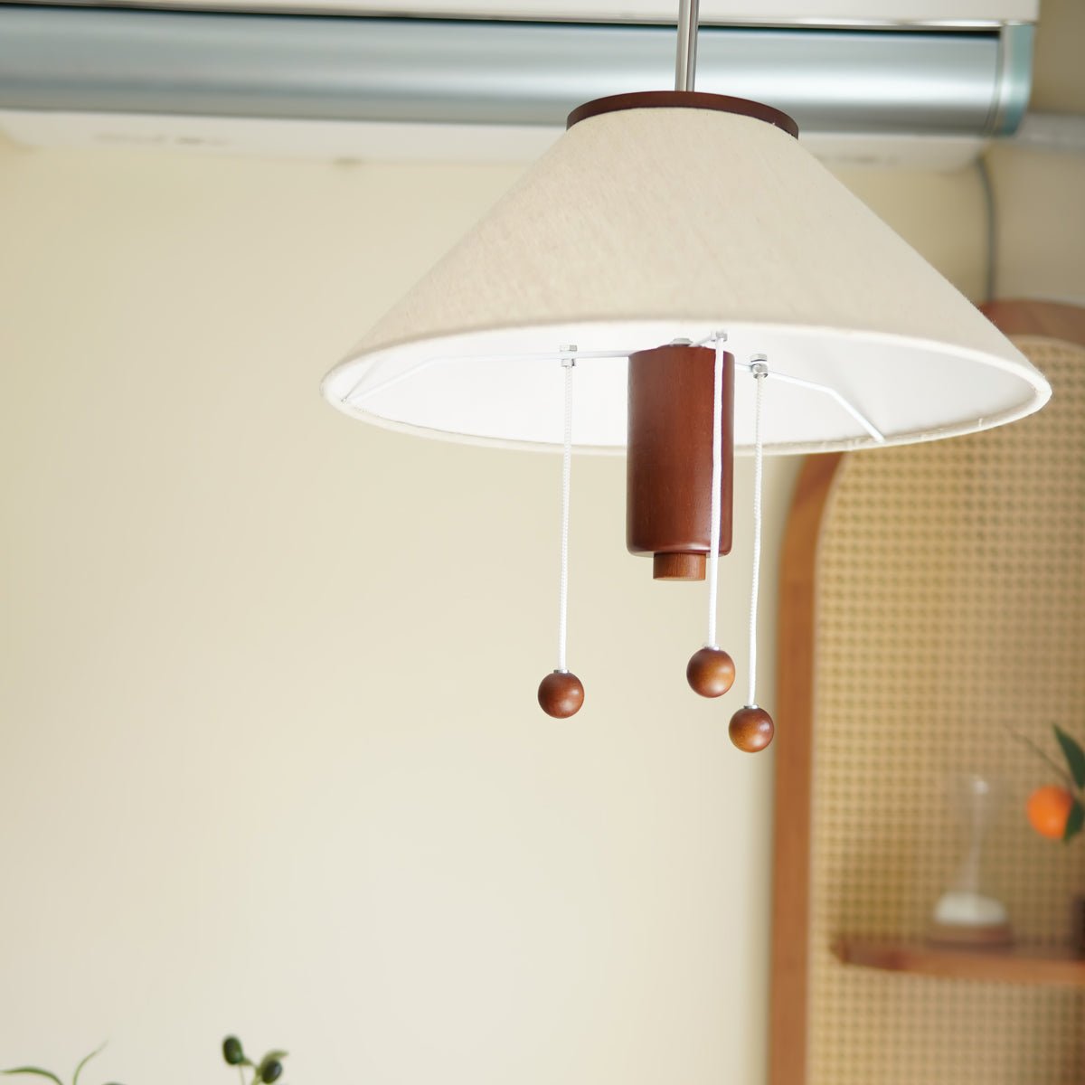 Candeeiro suspenso Zathee Nordic Art Classic em madeira e tecido